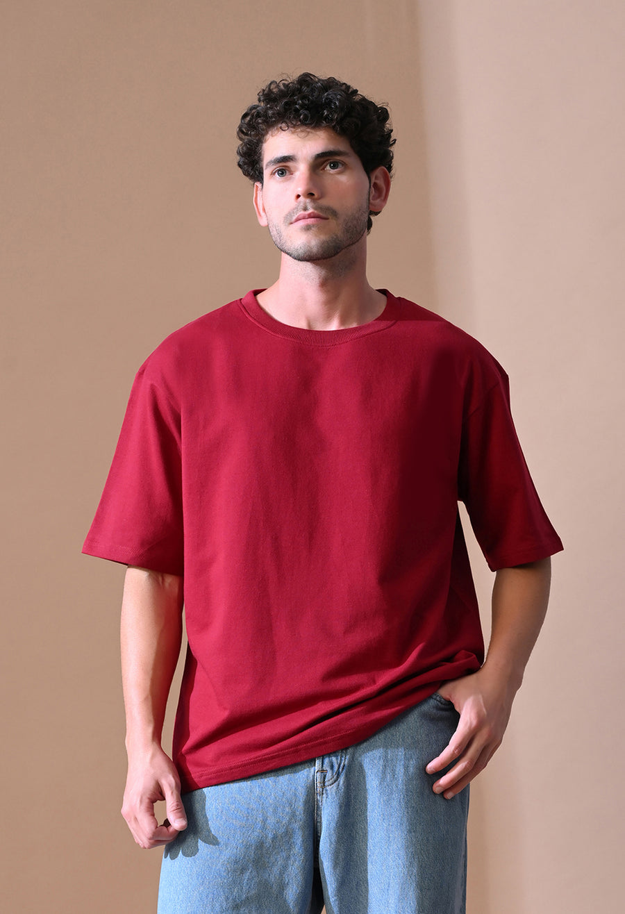 Maroon Motion Oversized T-Shirt by OUTSYN
