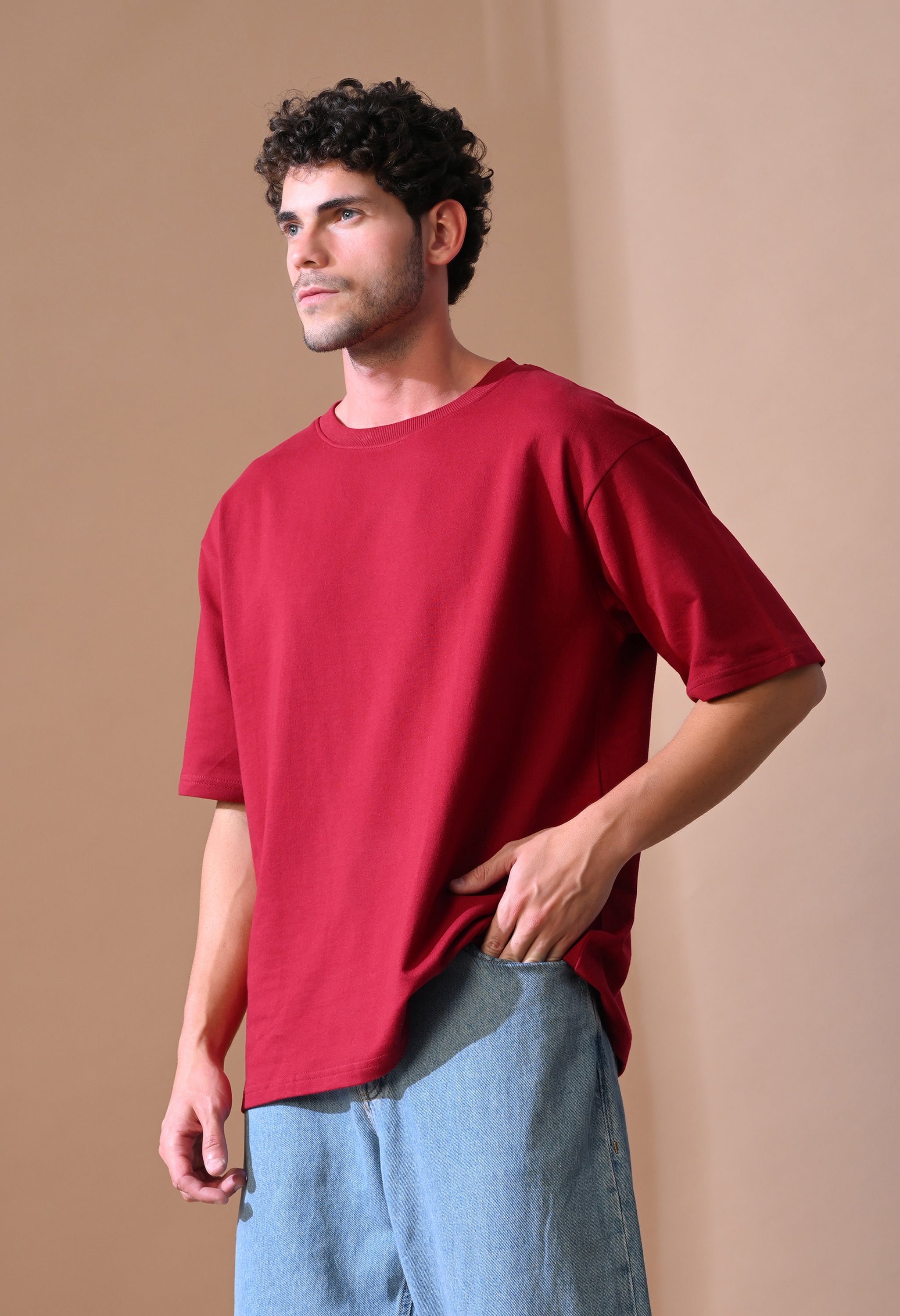 Vivid Red Core Oversized Tee