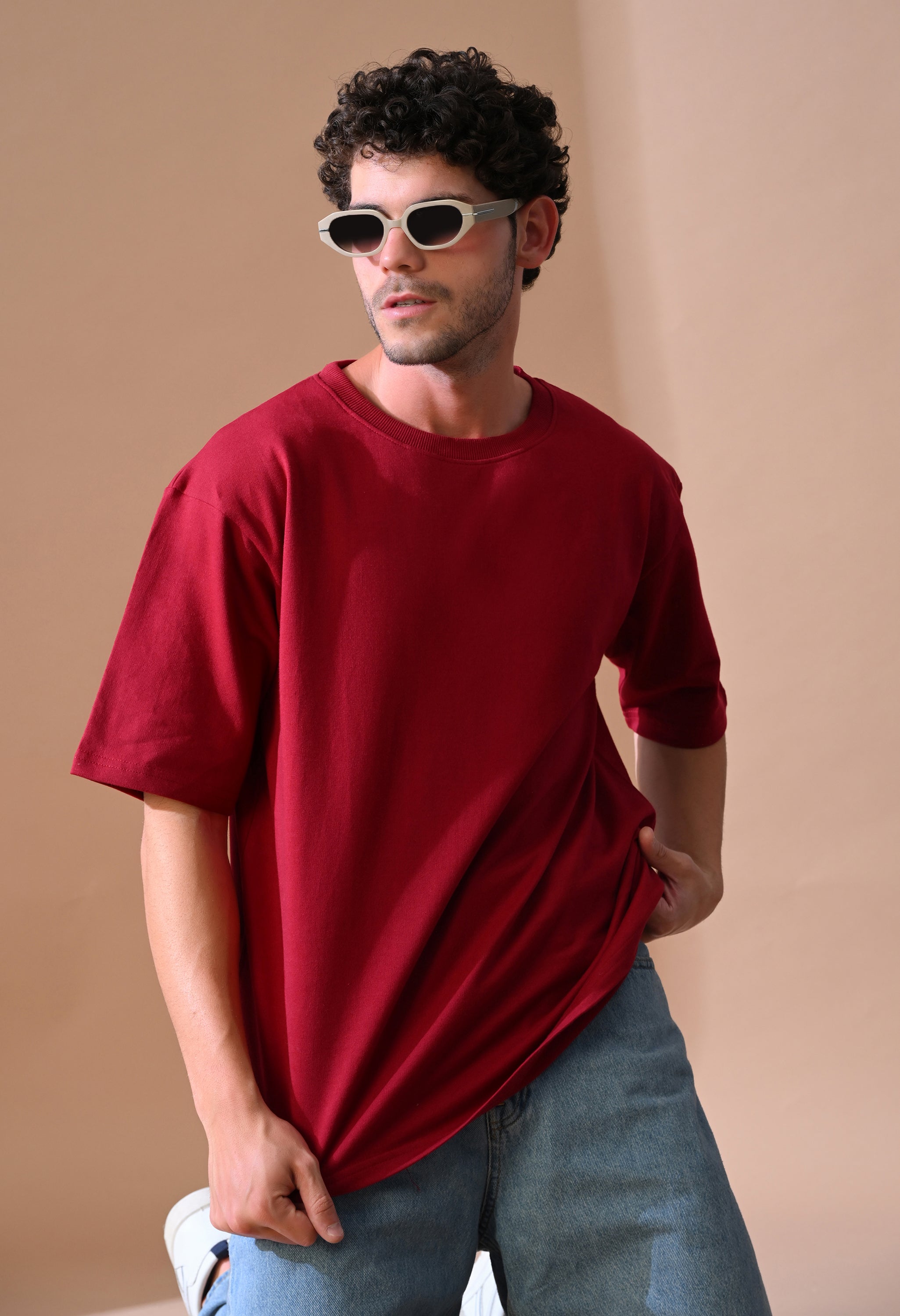 Vivid Red Core Oversized Tee