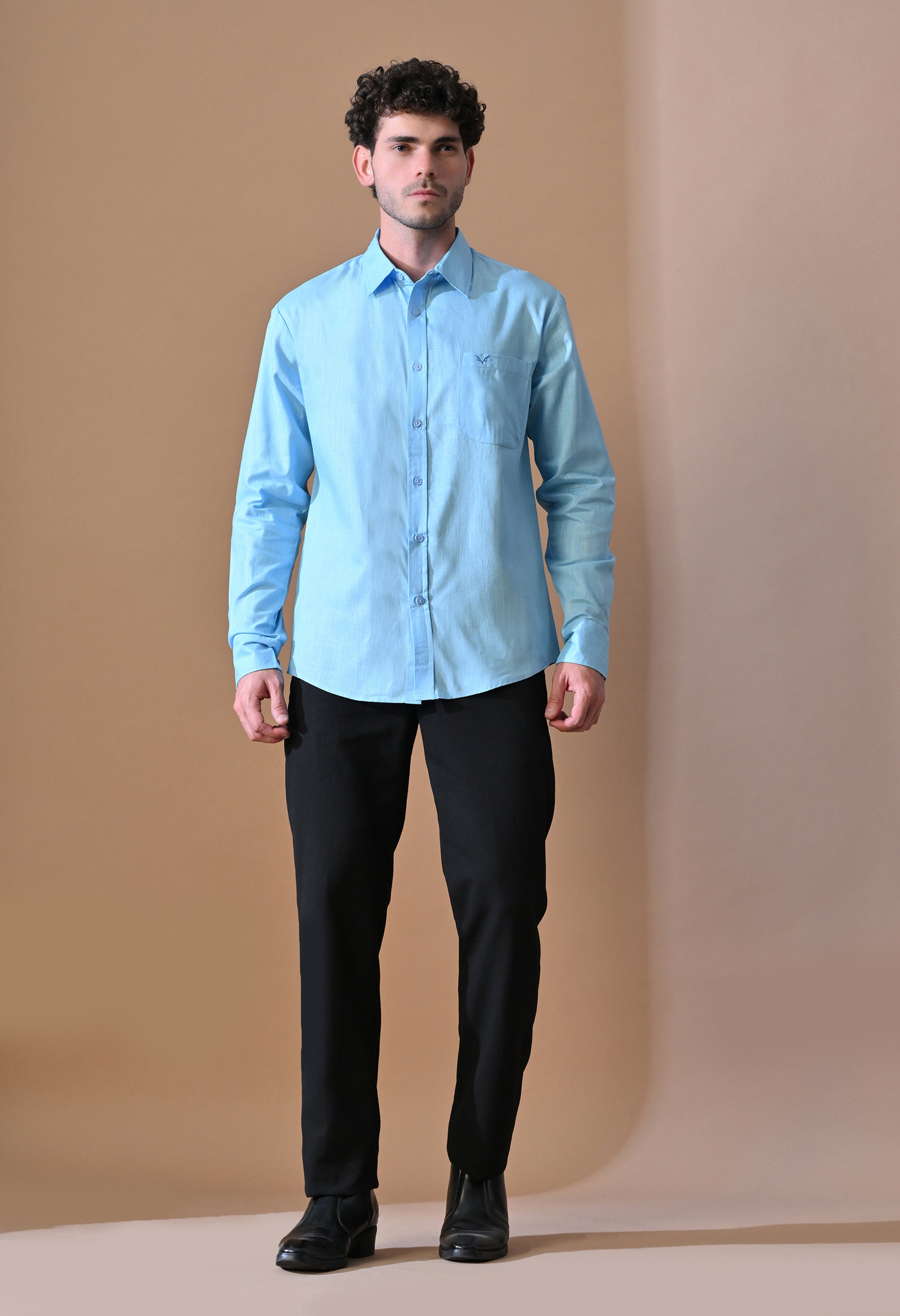 Men’s Slim-Fit Sky Blue Formal Shirt