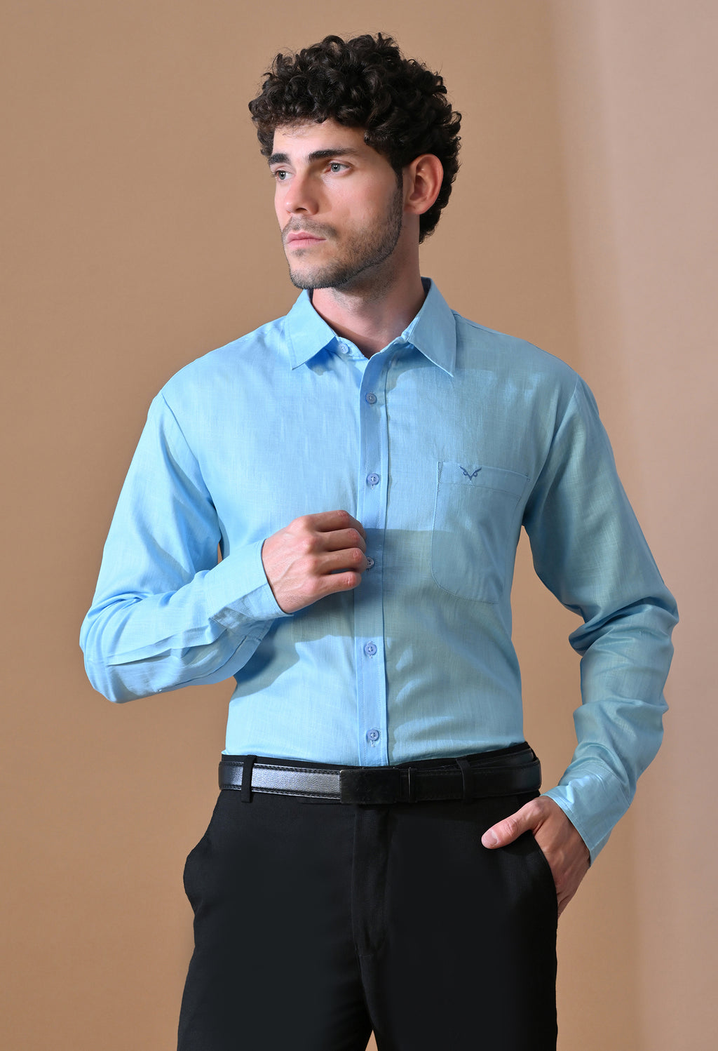 Men’s Slim-Fit Sky Blue Formal Shirt