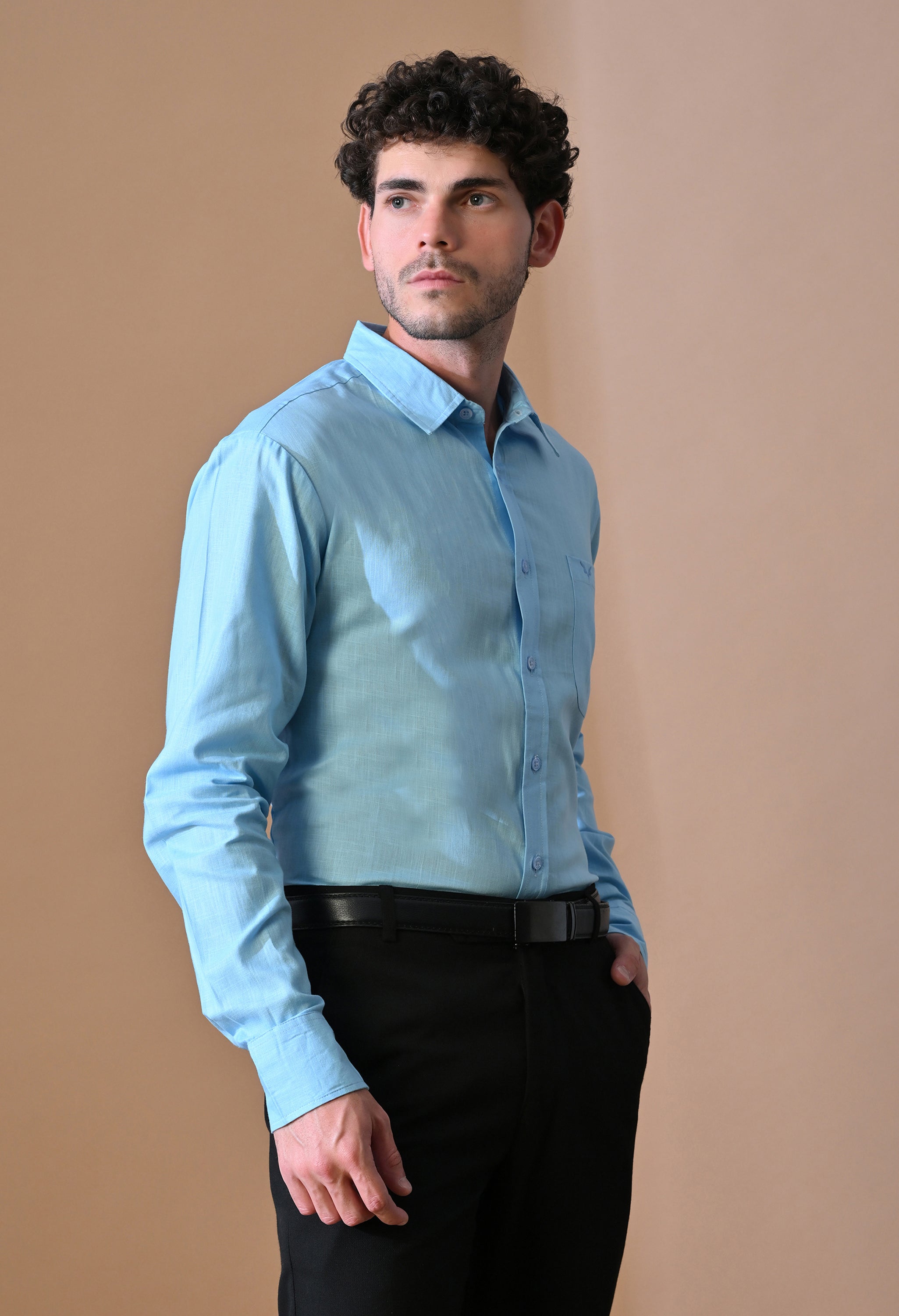Men’s Slim-Fit Sky Blue Formal Shirt