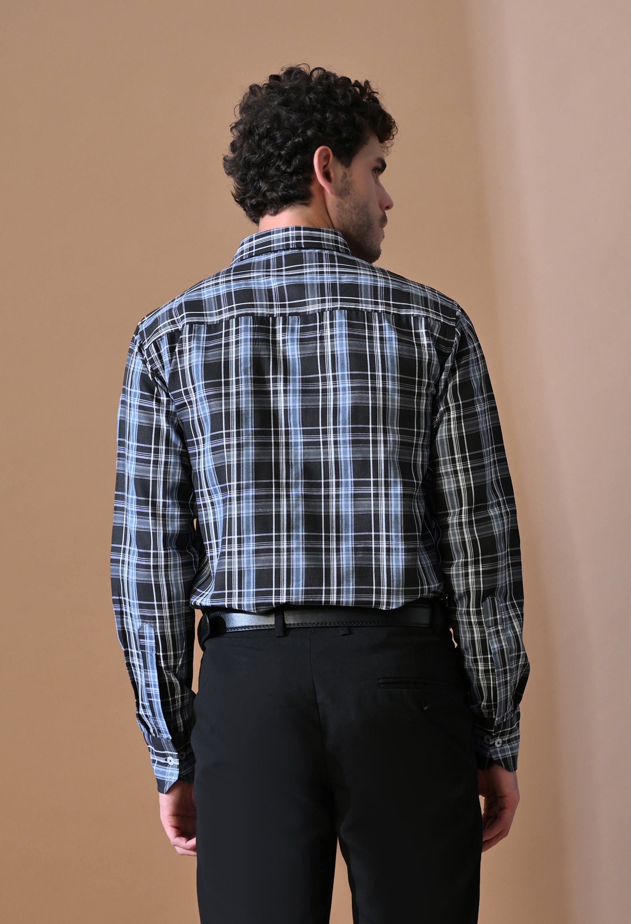 Midnight Blue & Black Bold Plaid Shirt