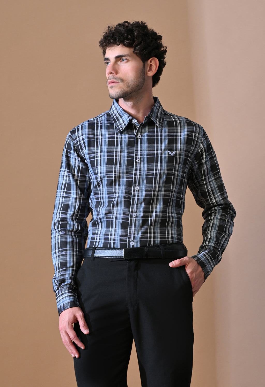 Midnight Blue & Black Bold Plaid Shirt