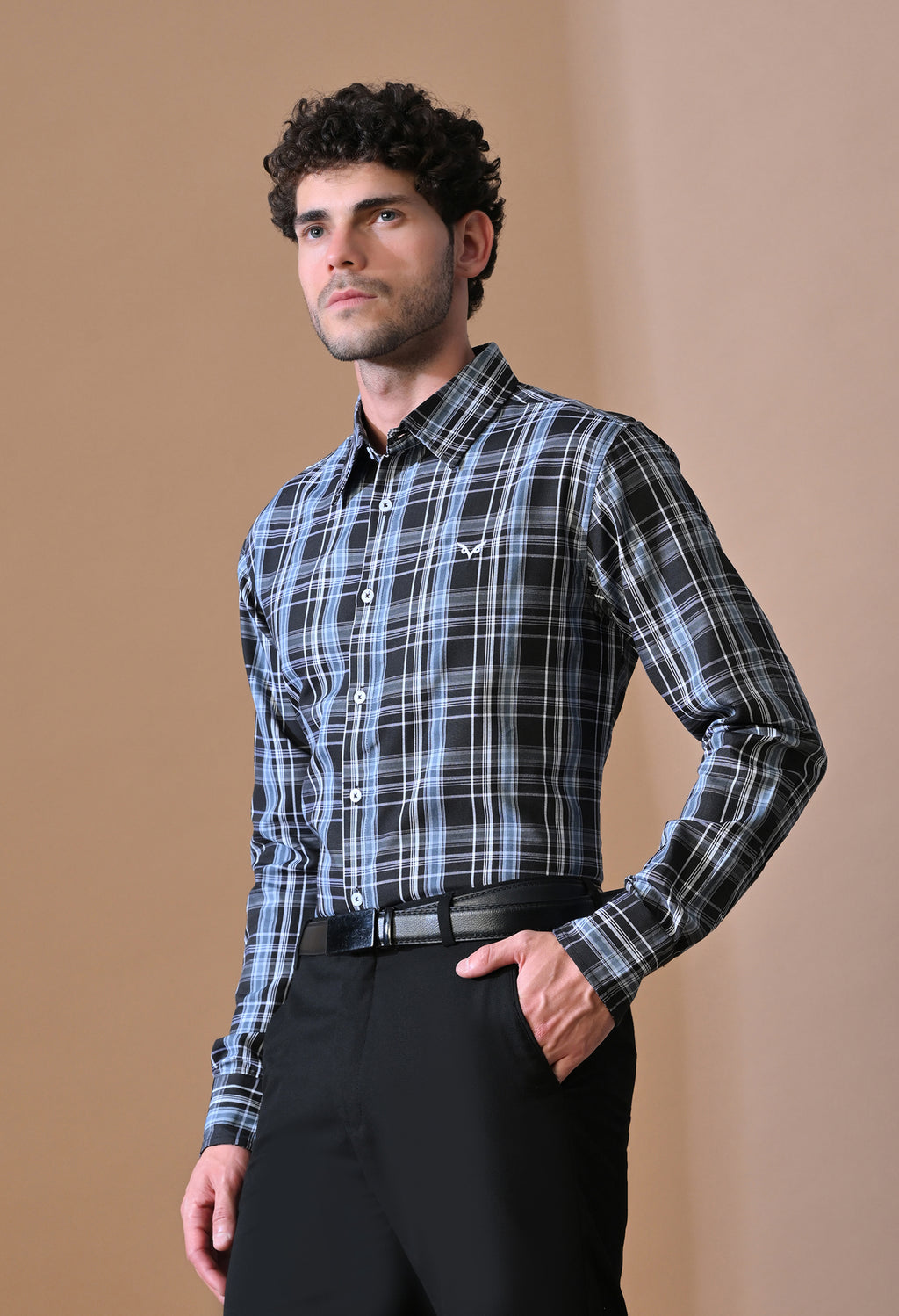 Midnight Blue & Black Bold Plaid Shirt