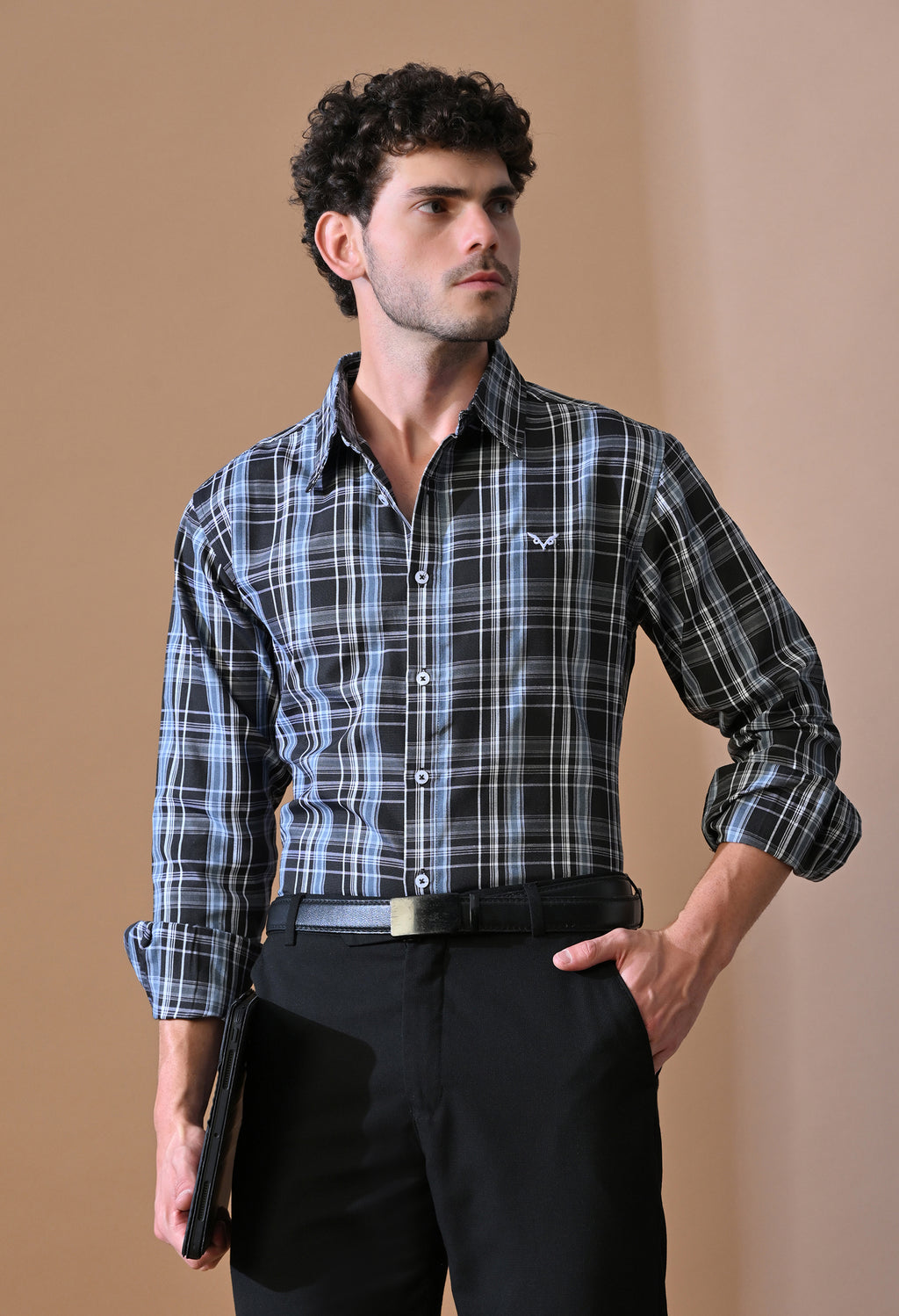 Midnight Blue & Black Bold Plaid Shirt