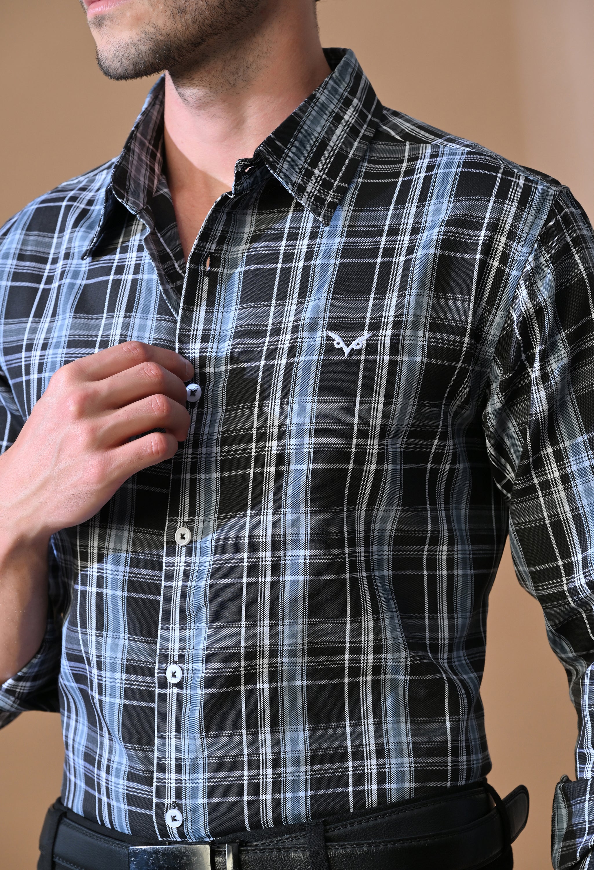 Midnight Blue & Black Bold Plaid Shirt