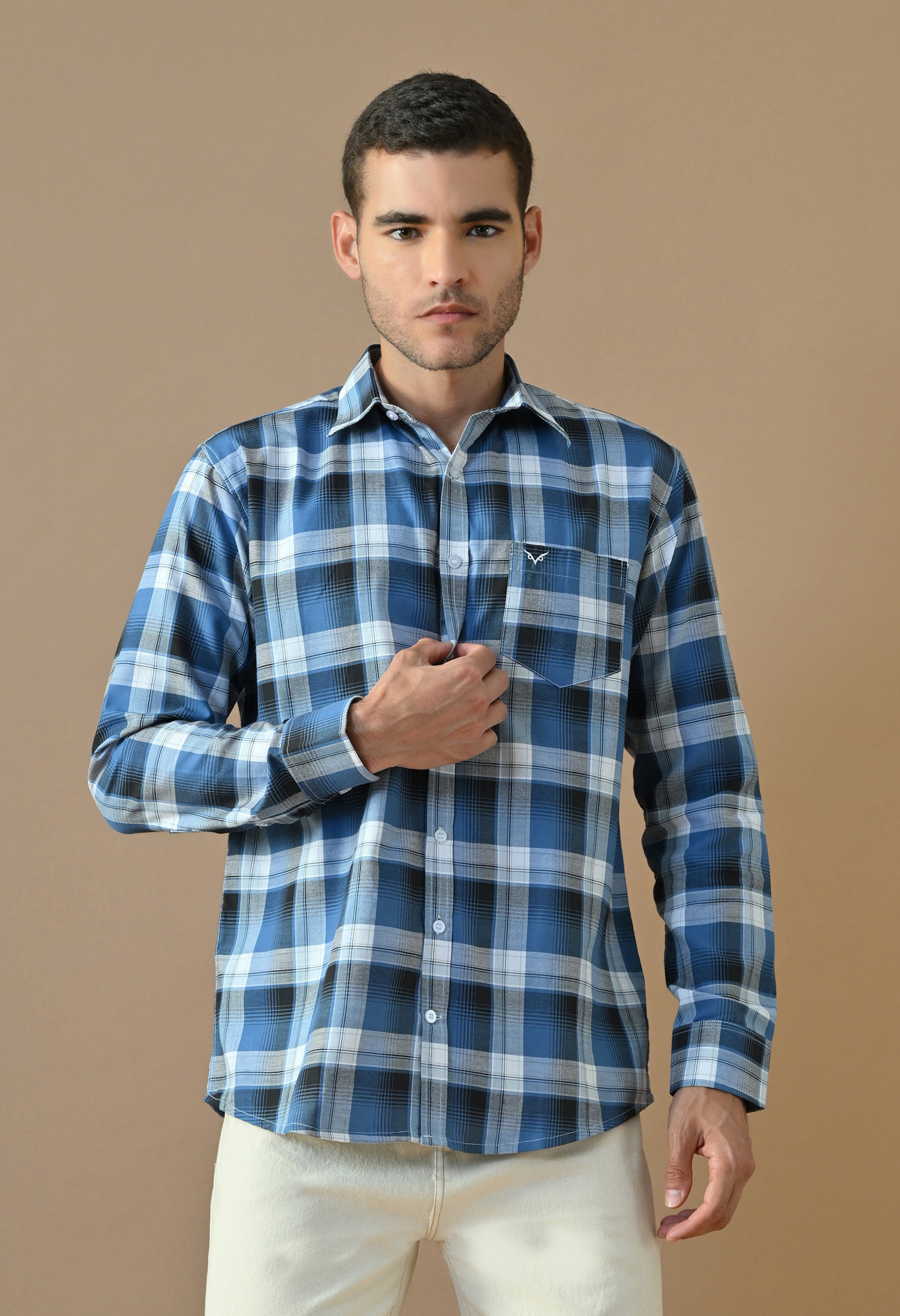 Cobalt Check Button-Up Shirt