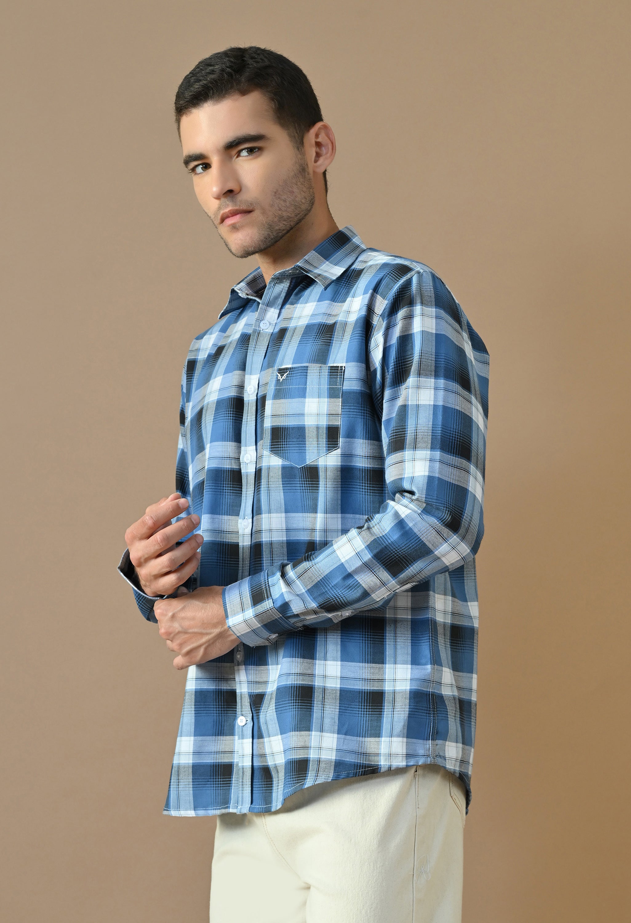 Cobalt Check Button-Up Shirt