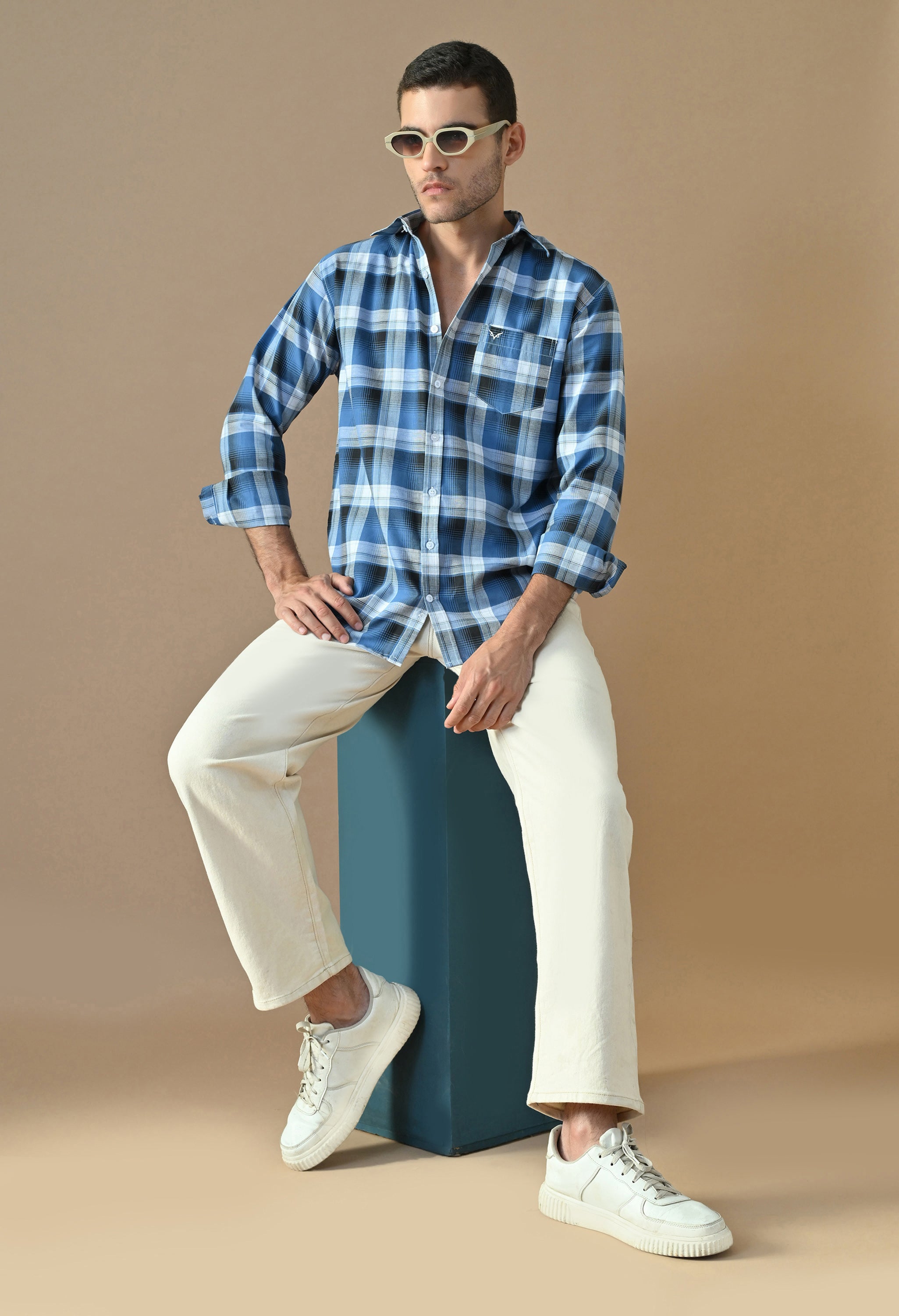 Cobalt Check Button-Up Shirt