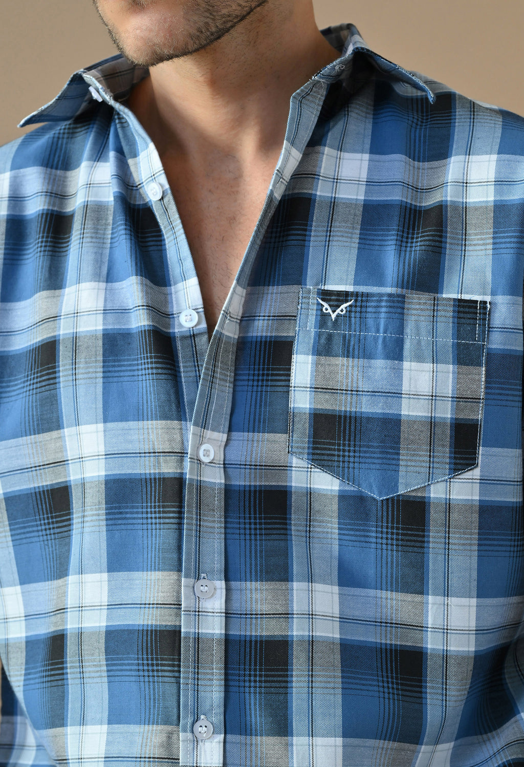Cobalt Check Button-Up Shirt