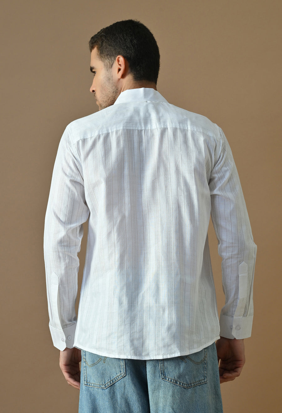 OUTSYN White Luxe Stripe Shirt back view