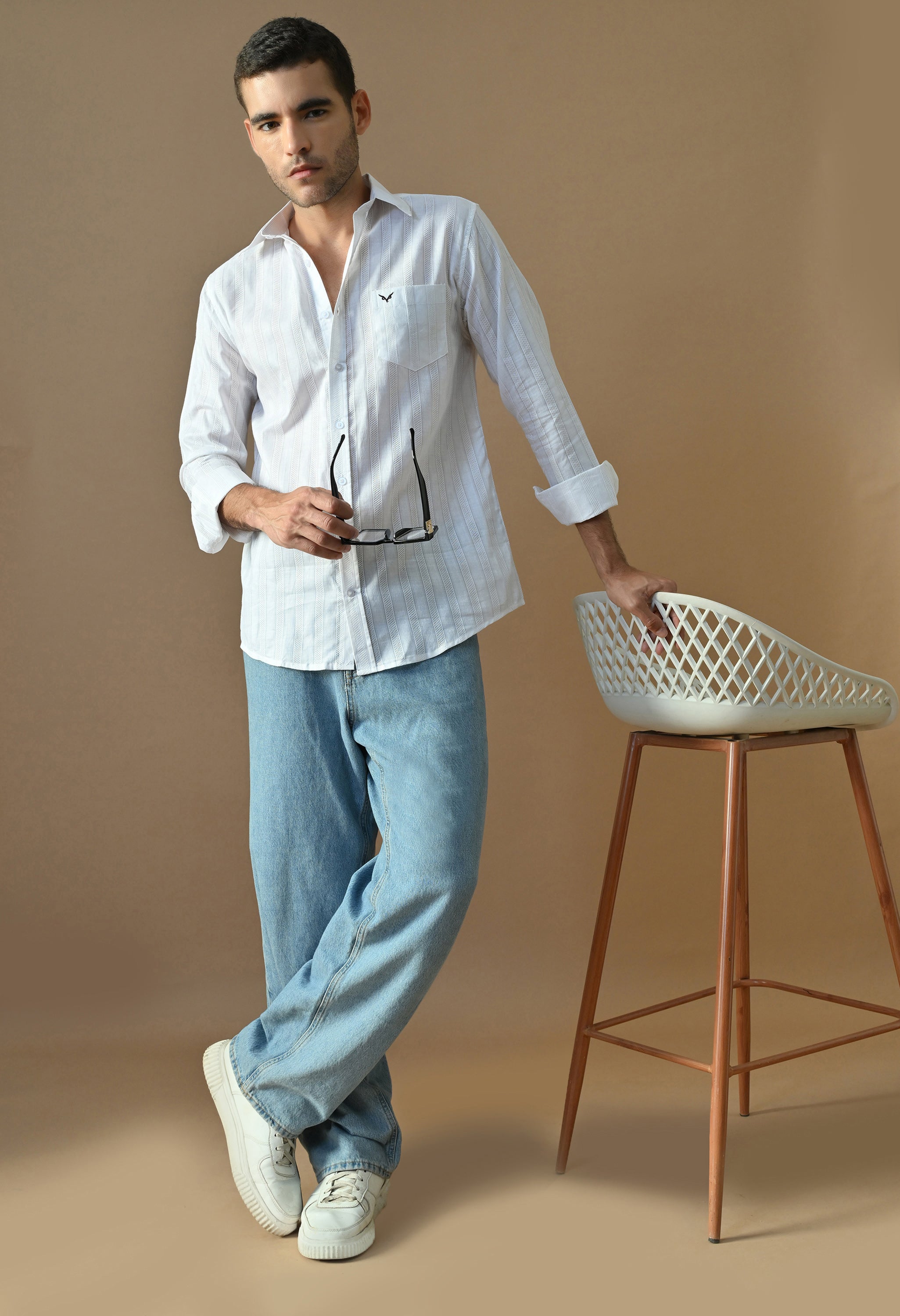 White Driftwood Stripe Shirt