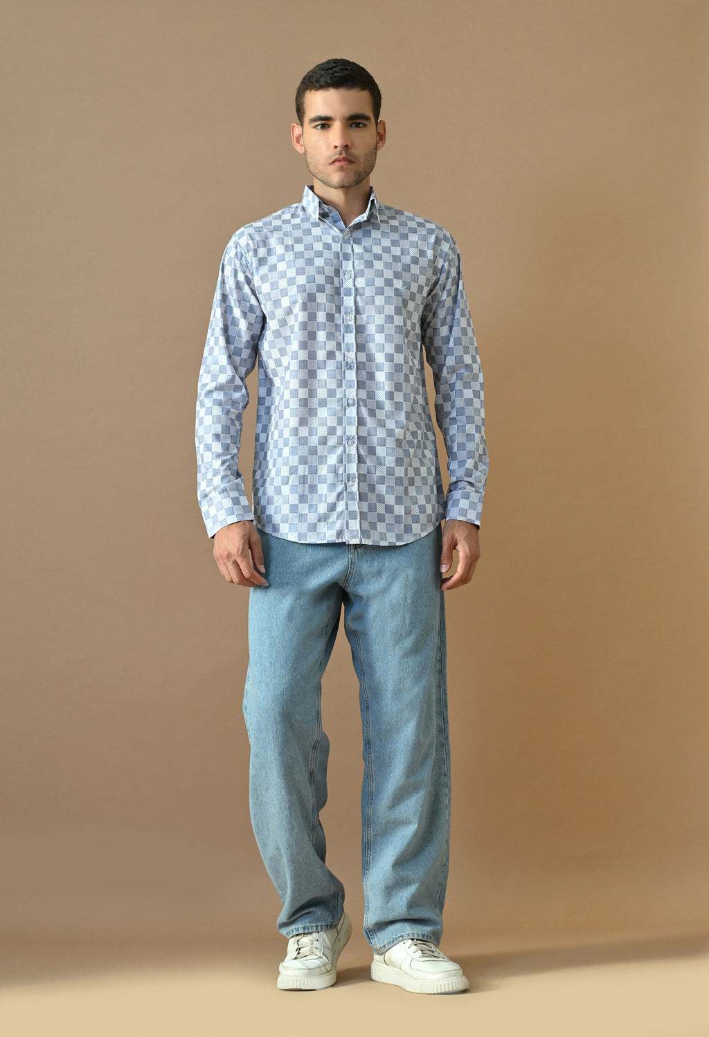 Blue Pixel Checkerboard Shirt