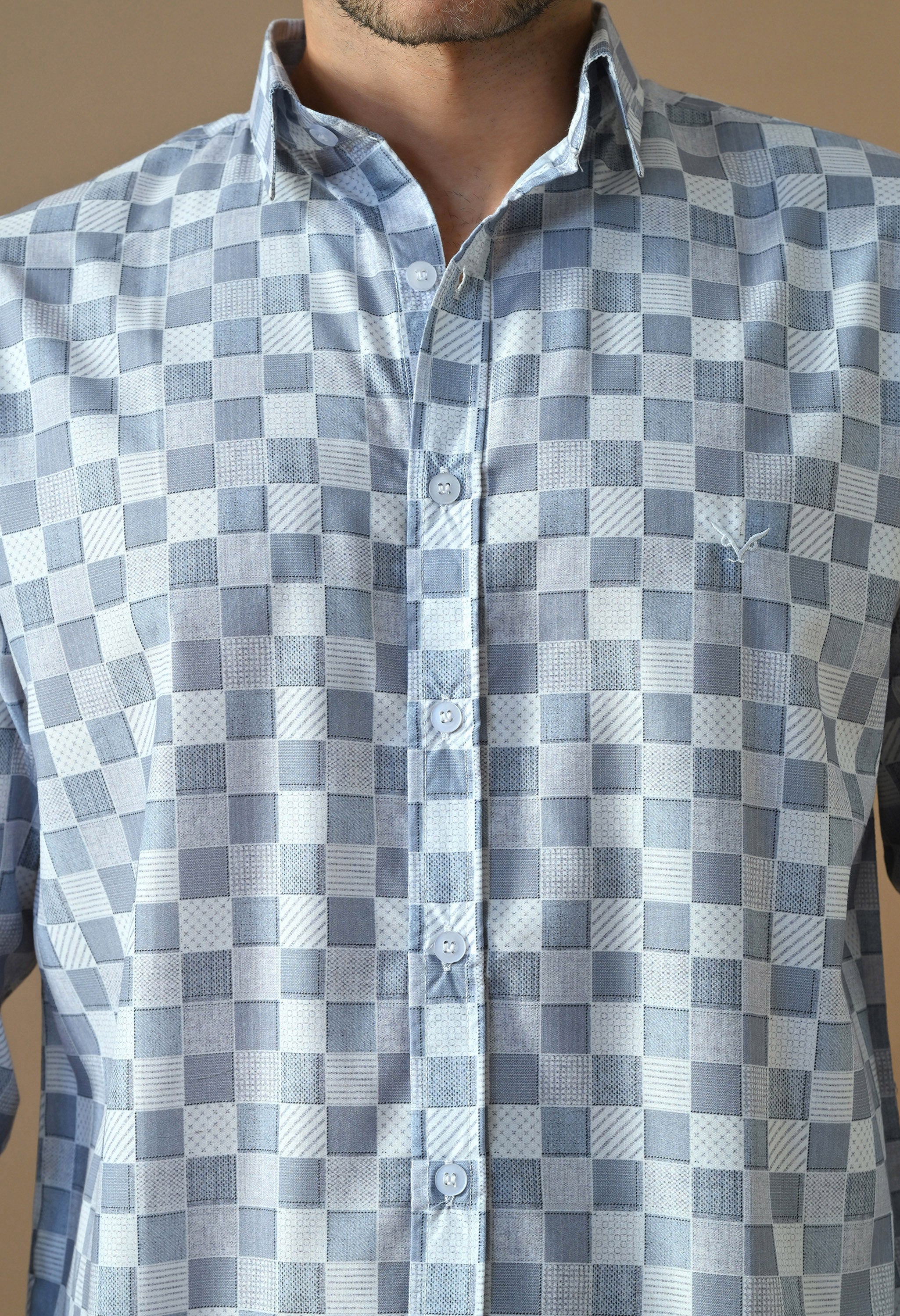 Blue Pixel Checkerboard Shirt