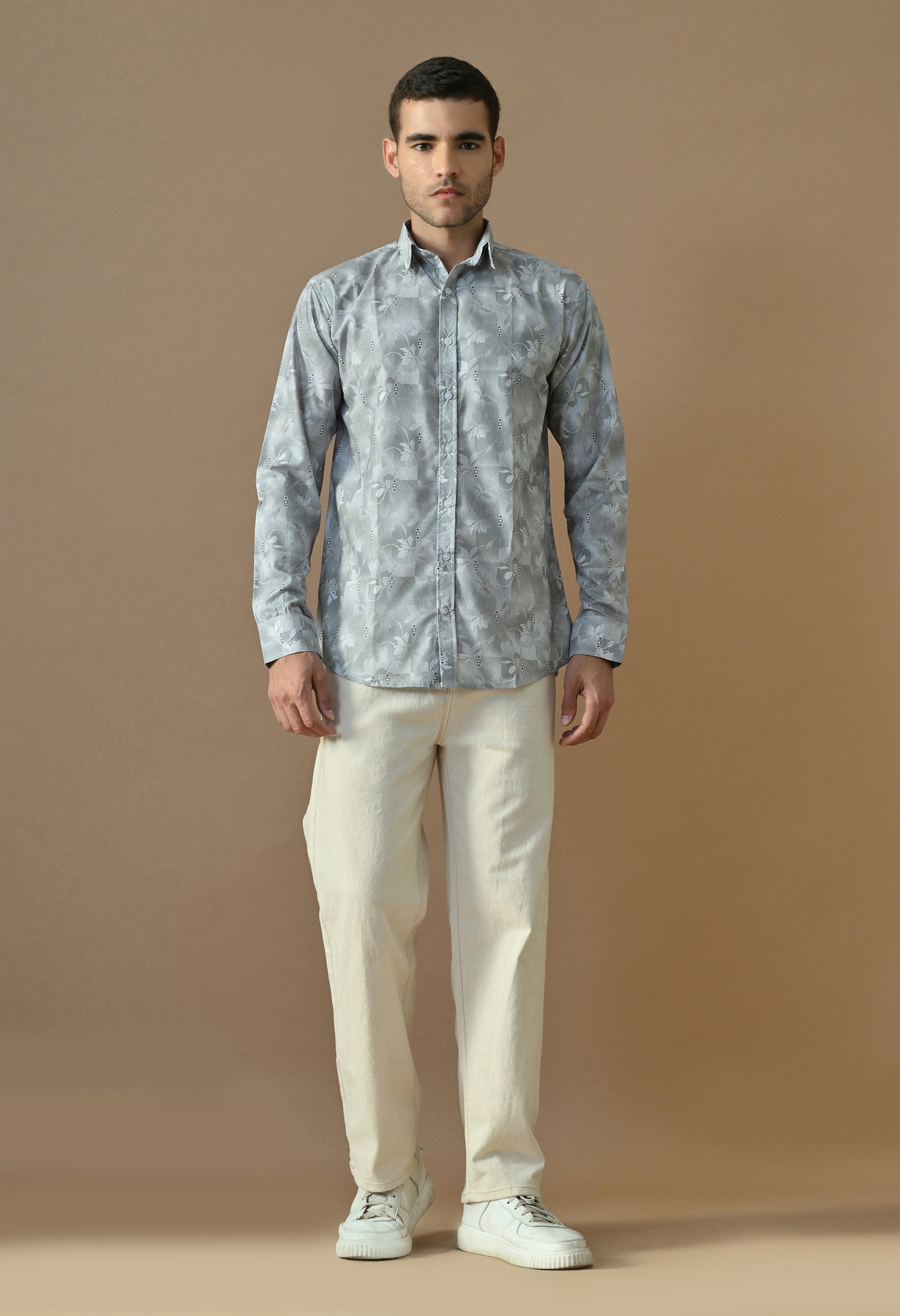 Slate Bloom Print Shirt