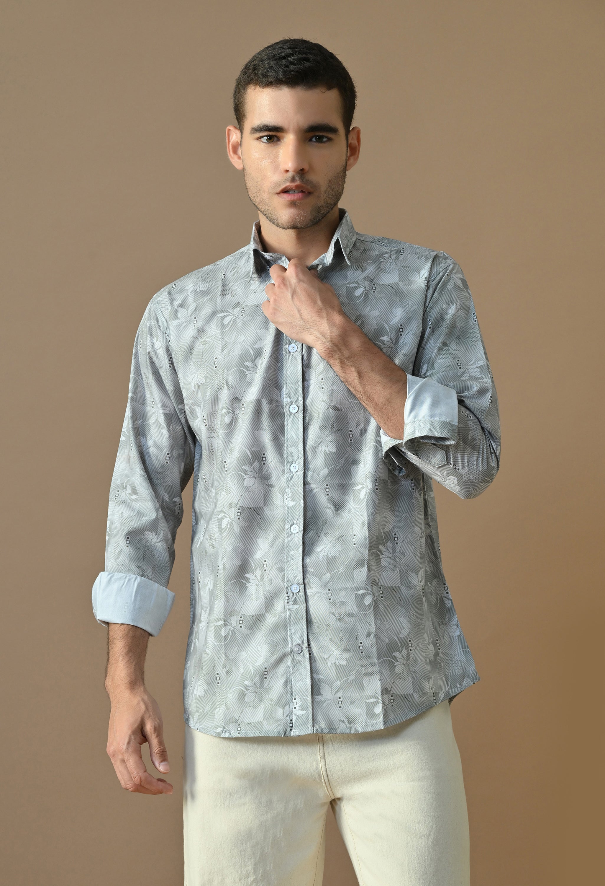 Slate Bloom Print Shirt