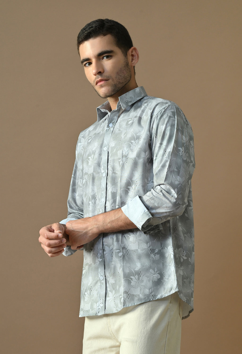 Slate Bloom Print Shirt
