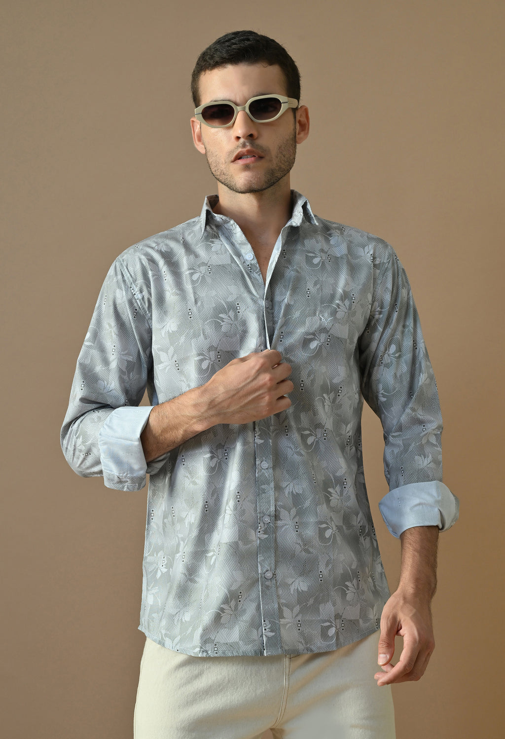 Slate Bloom Print Shirt