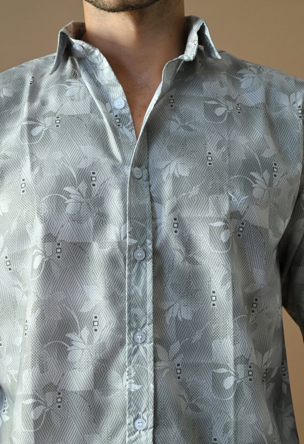 Slate Bloom Print Shirt