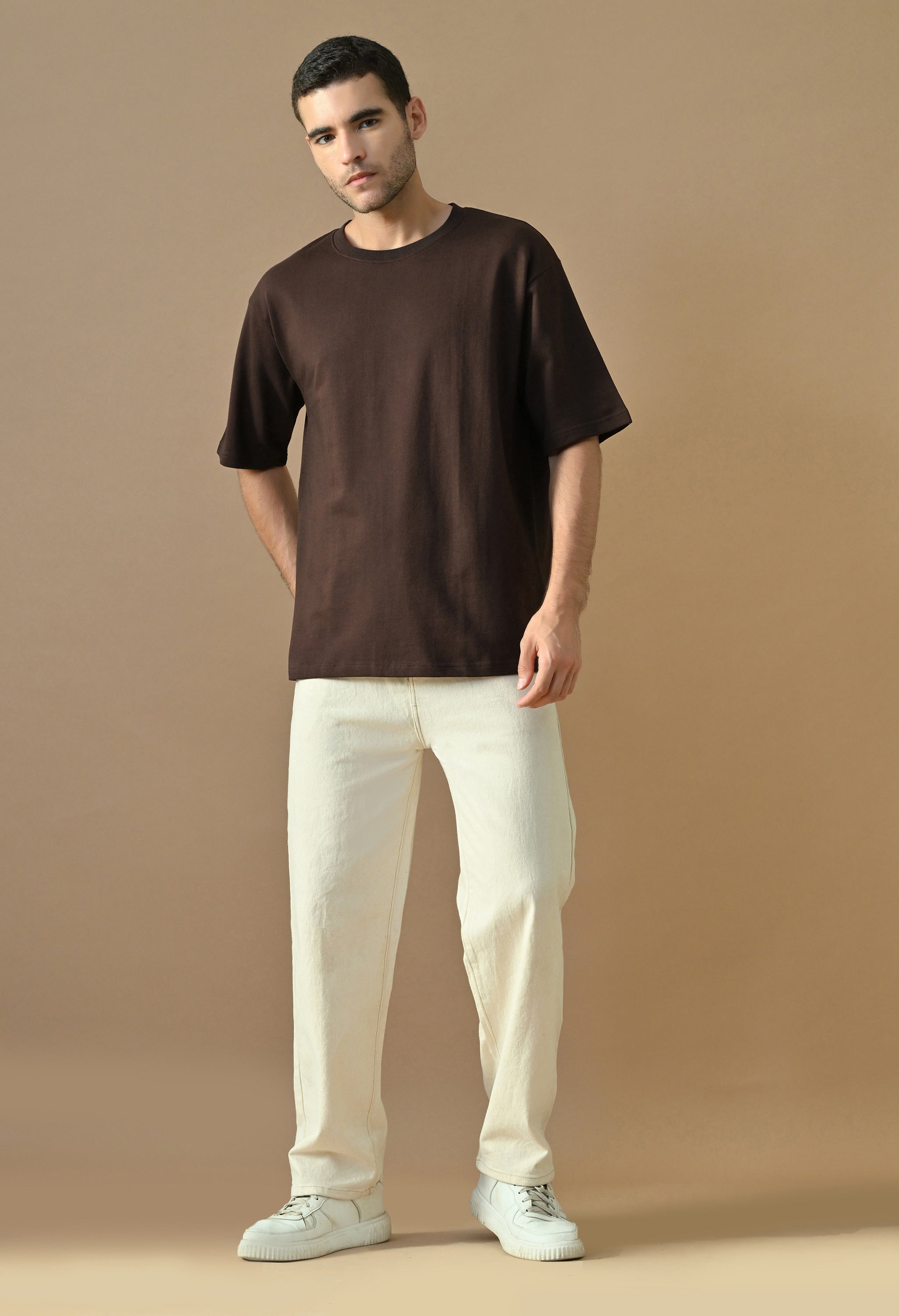 Premium Cotton Oversized T-Shirt in Chocolate Brown