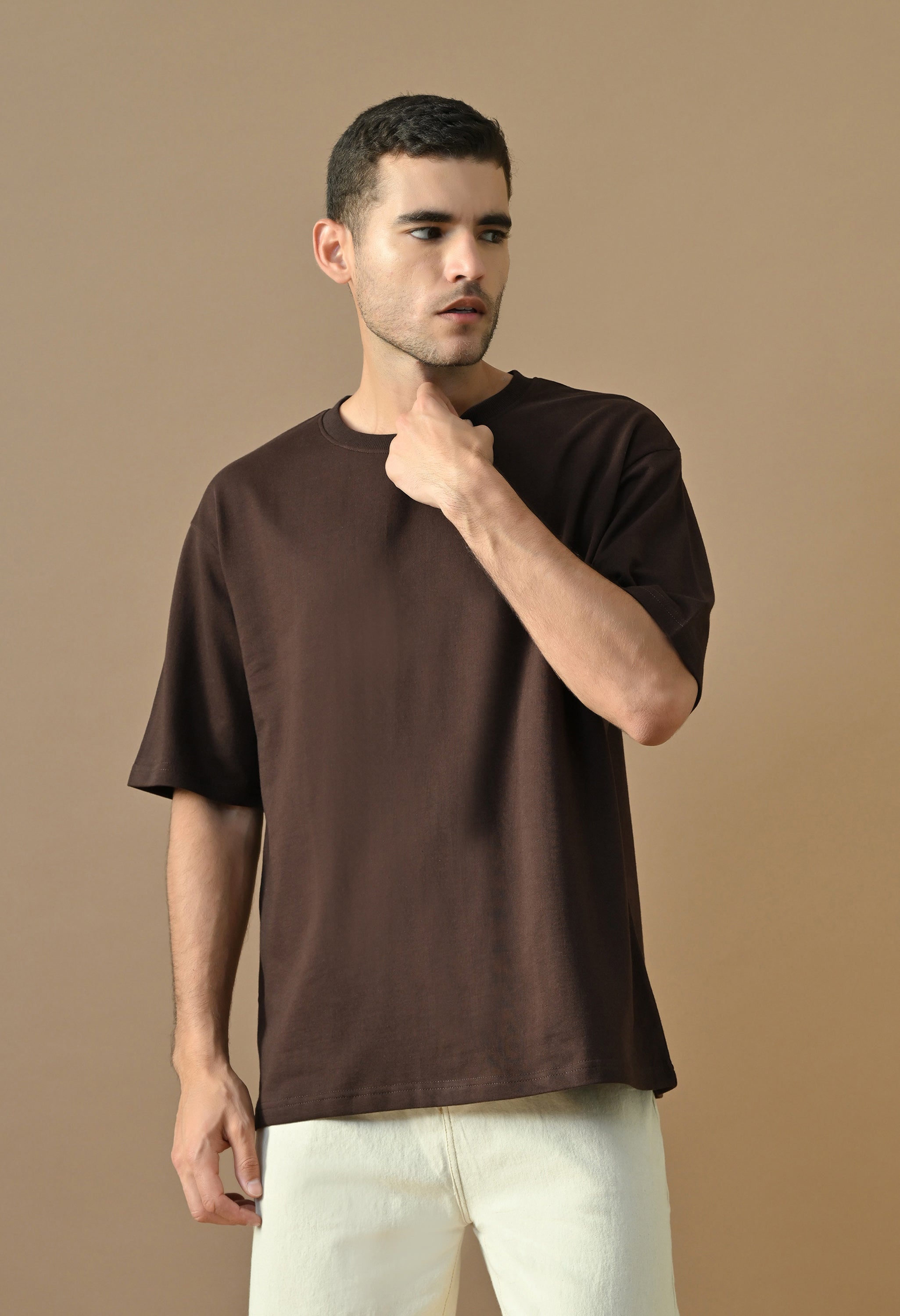 Premium Cotton Oversized T-Shirt in Chocolate Brown