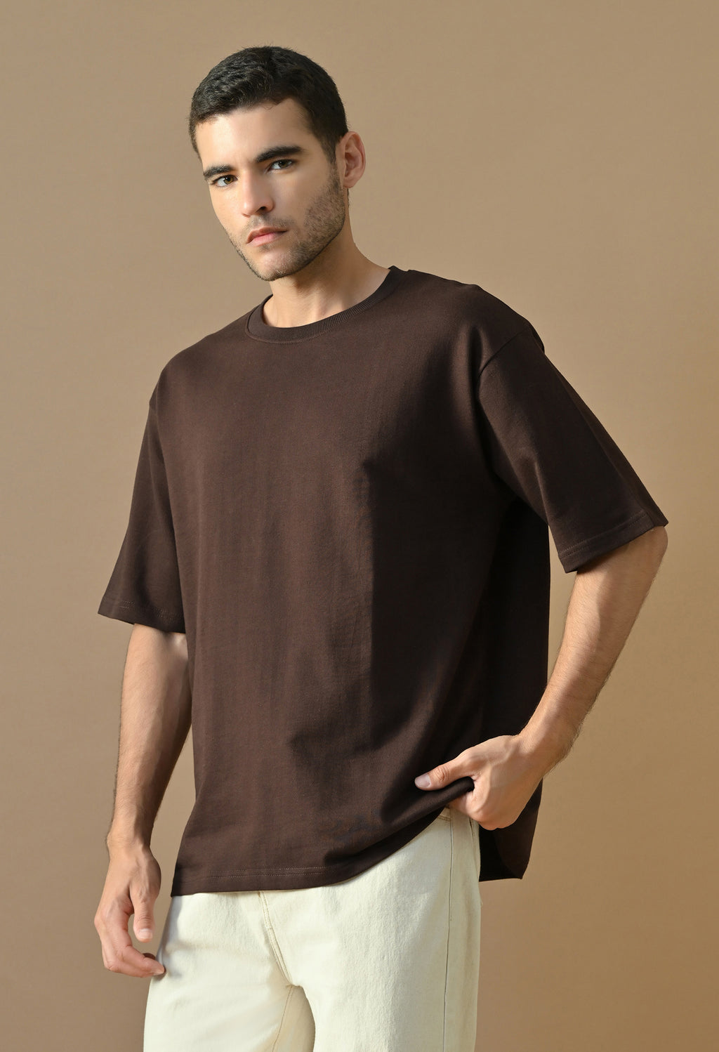 Premium Cotton Oversized T-Shirt in Chocolate Brown