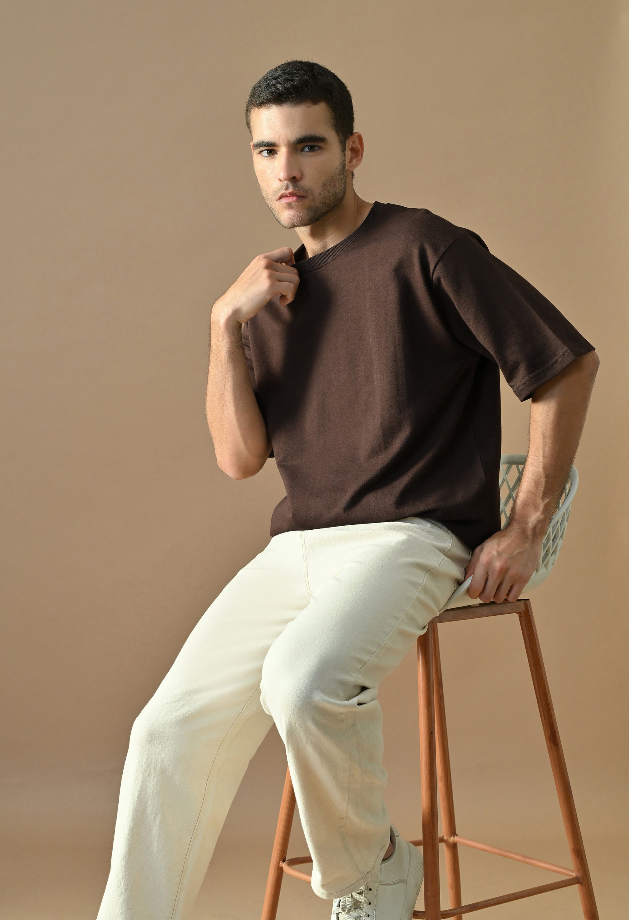 Premium Cotton Oversized T-Shirt in Chocolate Brown